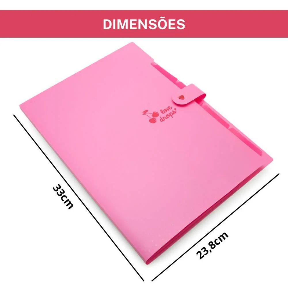 PASTA SANFONADA PLASTICA A4 5 DIVISOES CEREJA POLIBRAS (UNIDADE) - imagem 3