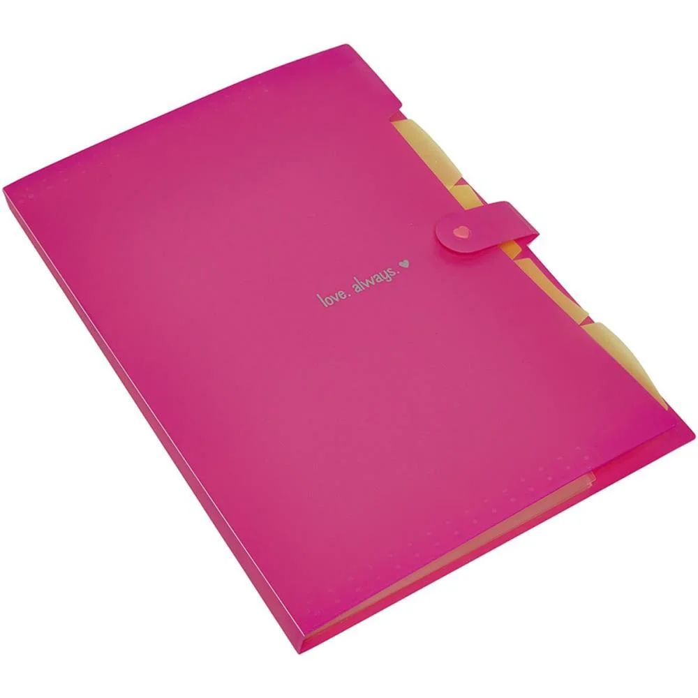 PASTA SANFONADA PLASTICA A4 5 DIVISOES ROSA NEON POLIBRAS (UNIDADE) - imagem 3