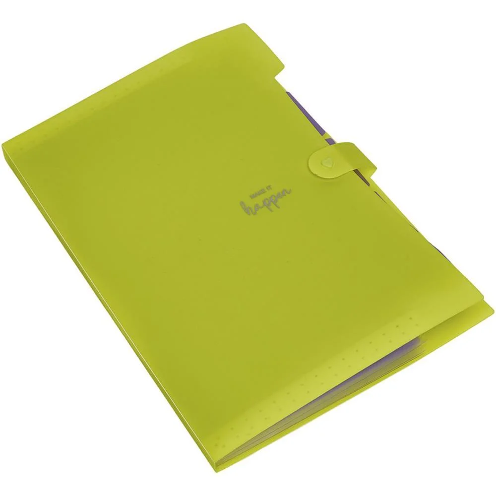 PASTA SANFONADA PLASTICA A4 5 DIVISOES AMARELO NEON POLIBRAS (UNIDADE) - imagem 3