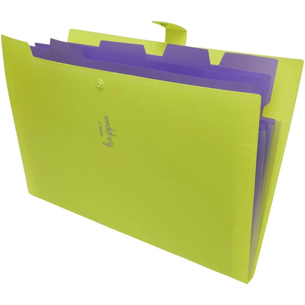 PASTA SANFONADA PLASTICA A4 5 DIVISOES AMARELO NEON POLIBRAS (UNIDADE) - imagem 4