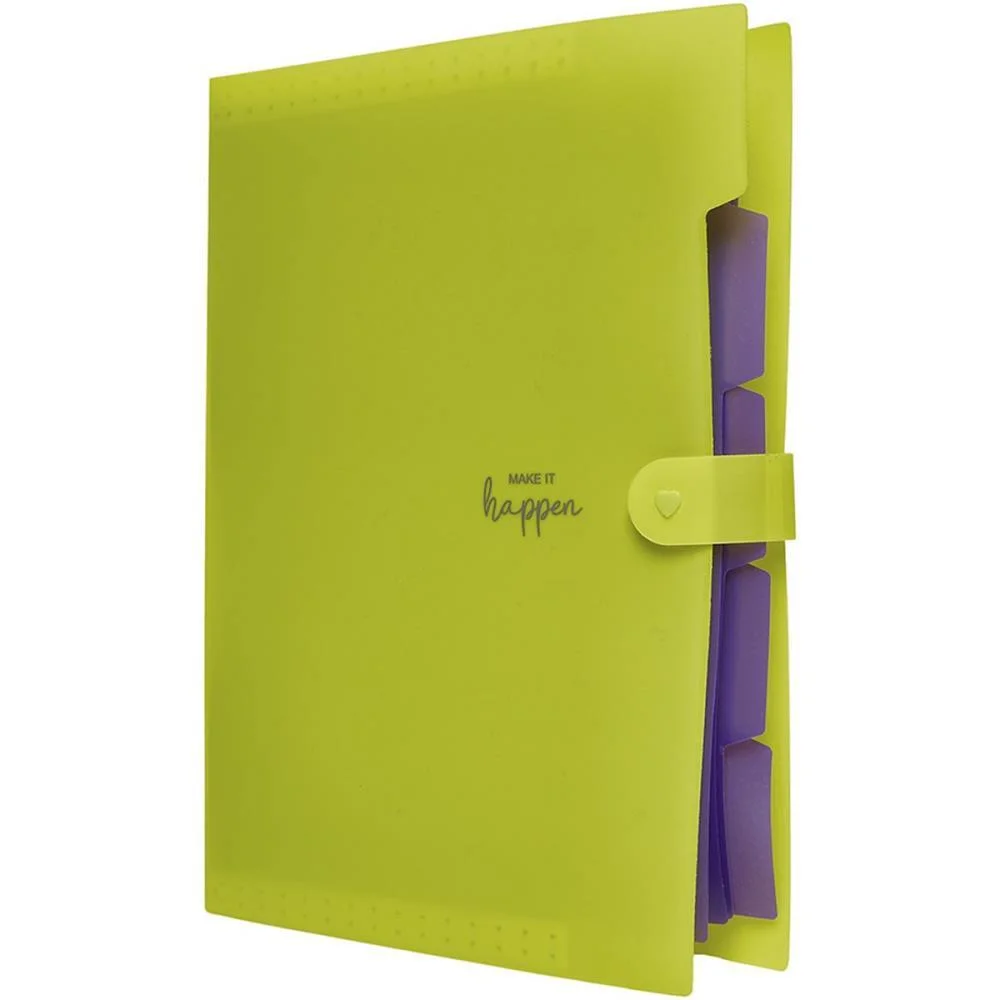 PASTA SANFONADA PLASTICA A4 5 DIVISOES AMARELO NEON POLIBRAS (UNIDADE) - imagem 5