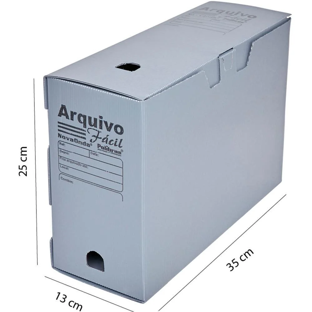 ARQUIVO MORTO POLIPROPILENO FACIL NOVAONDA CINZA POLIBRAS (PCT.C/10) - imagem 4