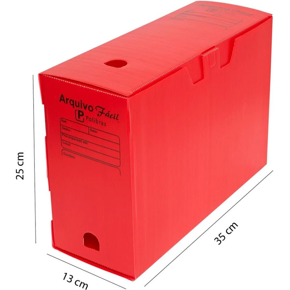 ARQUIVO MORTO POLIPROPILENO FACIL NOVAONDA VERMELHO POLIBRAS (PCT.C/10) - imagem 4