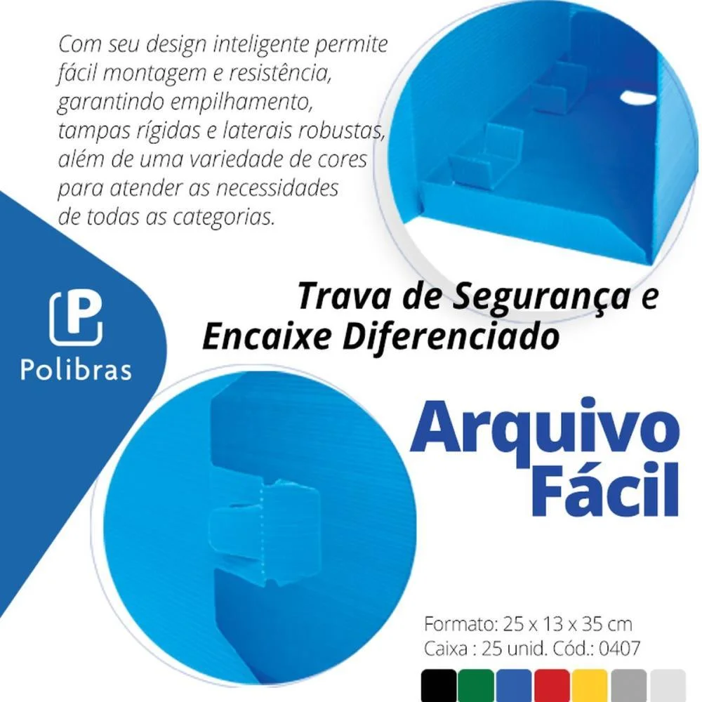 ARQUIVO MORTO POLIPROPILENO FACIL NOVAONDA VERMELHO POLIBRAS (PCT.C/10) - imagem 7