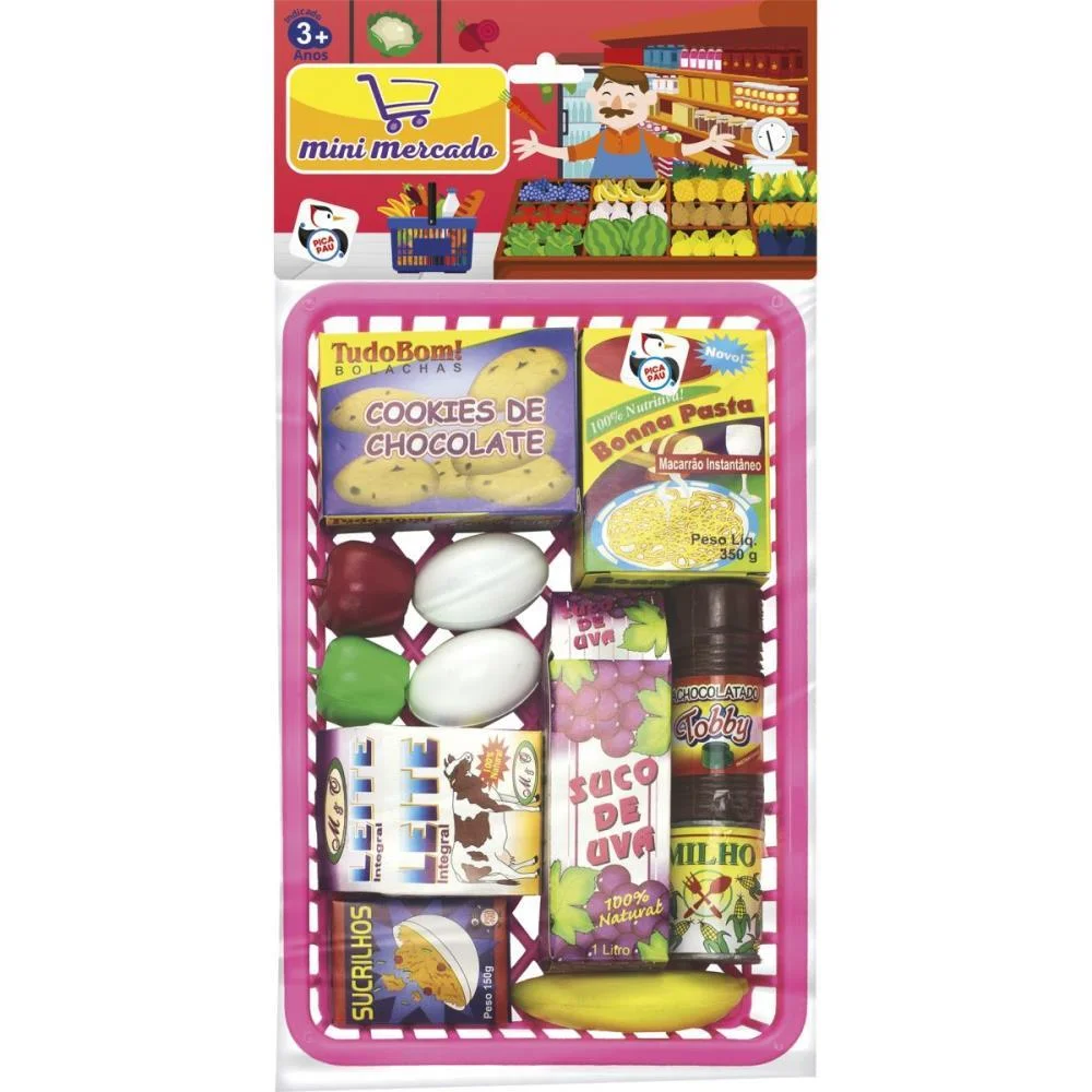 BRINCANDO DE CASINHA MINI MERCADO CESTA C/ACESSORIO PICA PAU (UNIDADE) - imagem 3