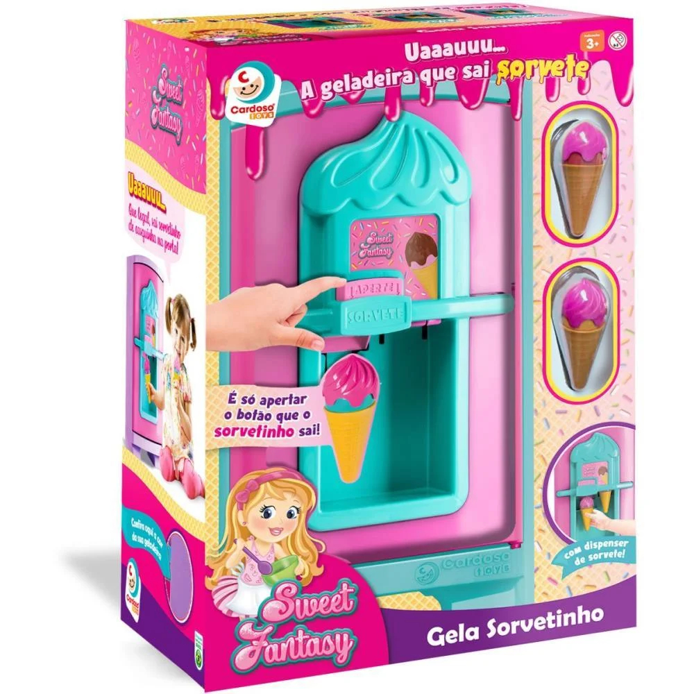 BRINCANDO DE CASINHA GELADEIRA GELA SORVETINHO 49CM CARDOSO TOYS (UNIDADE) - imagem 6