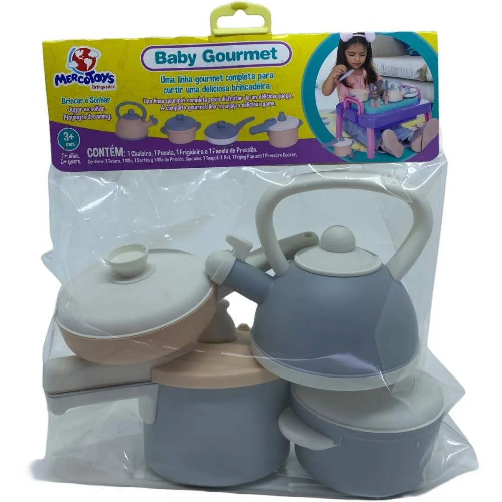 BRINCANDO DE CASINHA KIT PANELAS BABY GOURMET 4 PCS MERCO TOYS (UNIDADE) - imagem 5