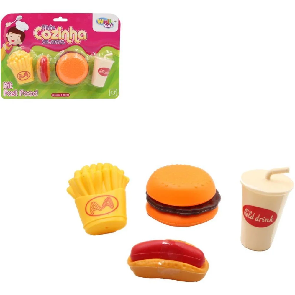 BRINCANDO DE CASINHA KIT FAST FOOD 4 PECAS WELLMIX (BLISTER) - imagem 2