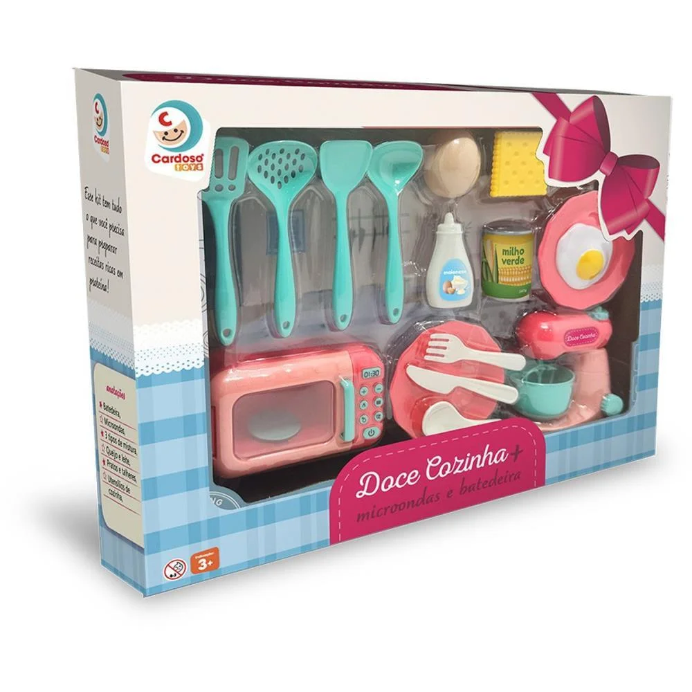 BRINCANDO DE CASINHA DOCE COZINHA MICROON/BATEDEIRA CARDOSO TOYS (UNIDADE) - imagem 3