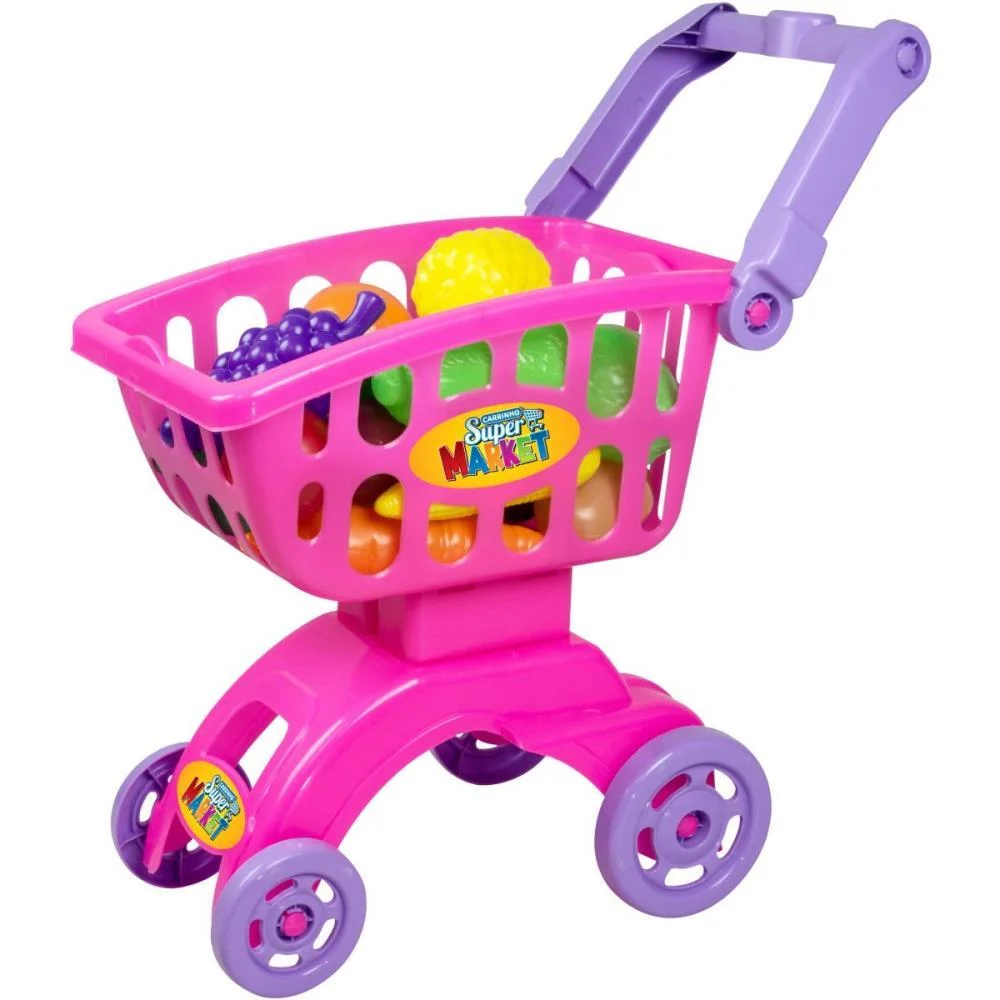 BRINCANDO DE CASINHA CARRINHO SUPER MARKET ROSA BRASKIT (UNIDADE) - imagem 3