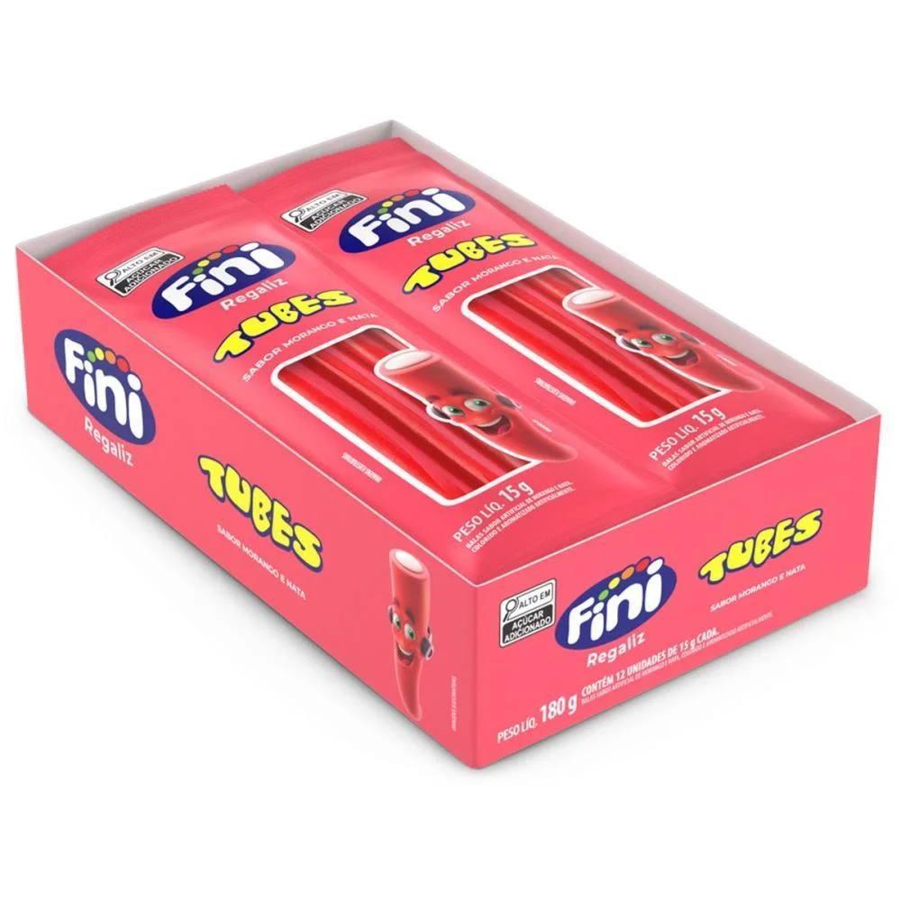 DOCE TUBES MORANGO 15G. FINI (DP.C/12) - imagem 3