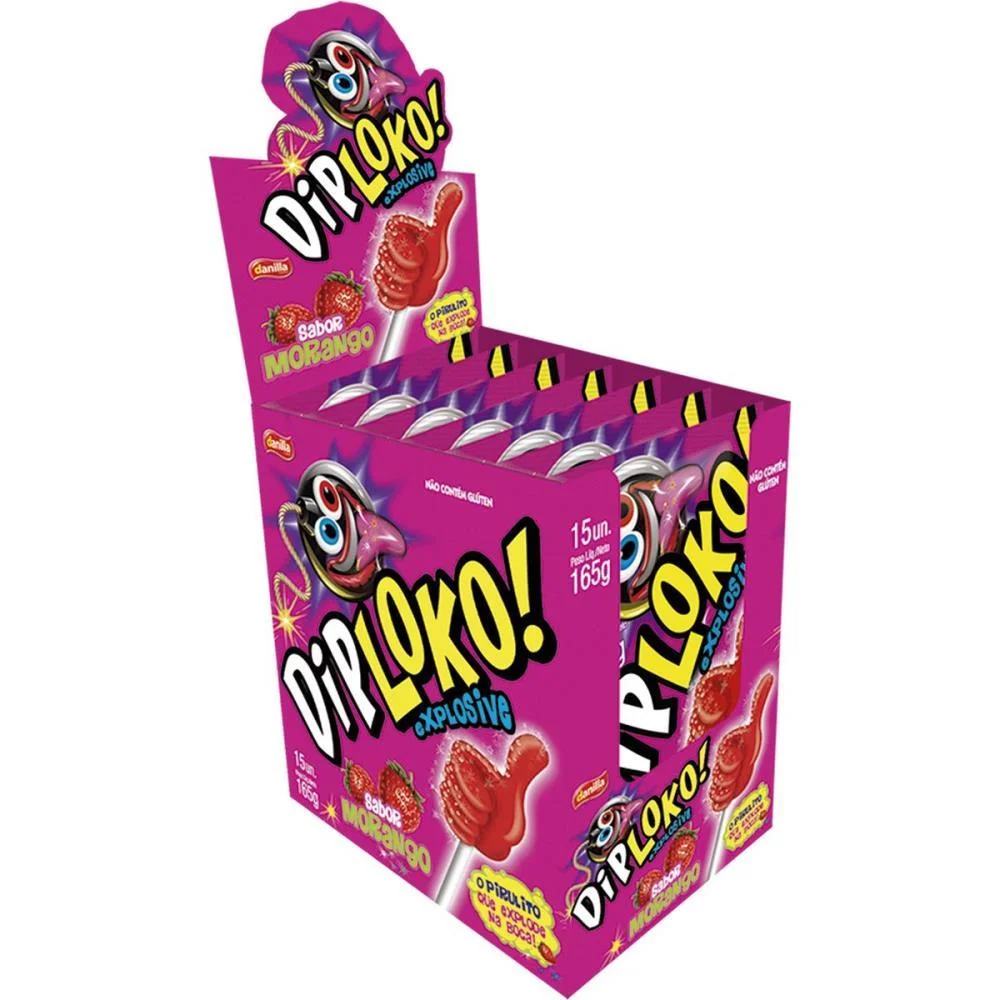 DOCE DIP LOKO EXPLOSIVE MORANGO DANILLA FOODS (DP.C/15) - imagem 2