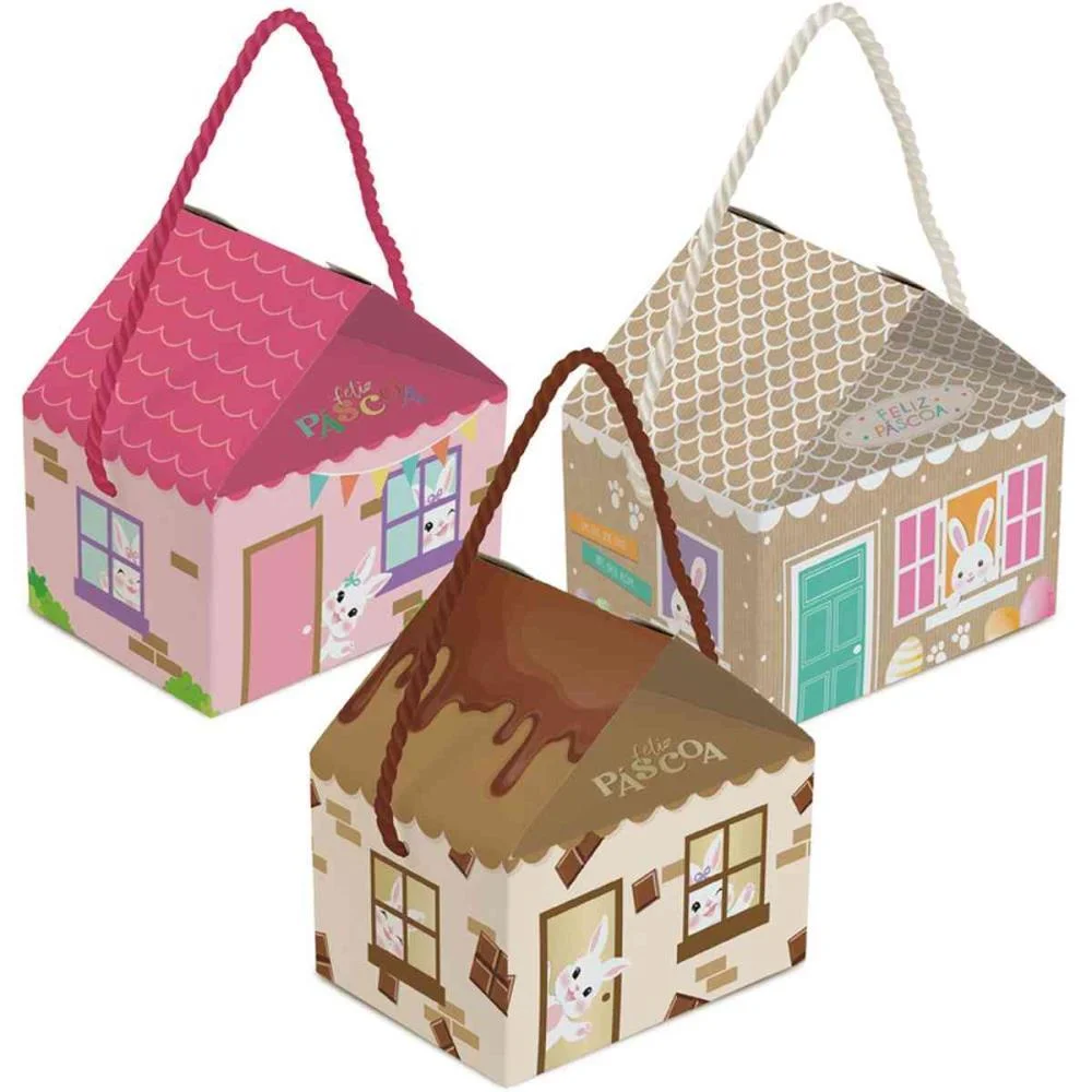 EMBALAGEM PARA DOCES 12,5X9,5X12CM PASCOA CASINHA S CROMUS (PCT.C/10) - imagem 2