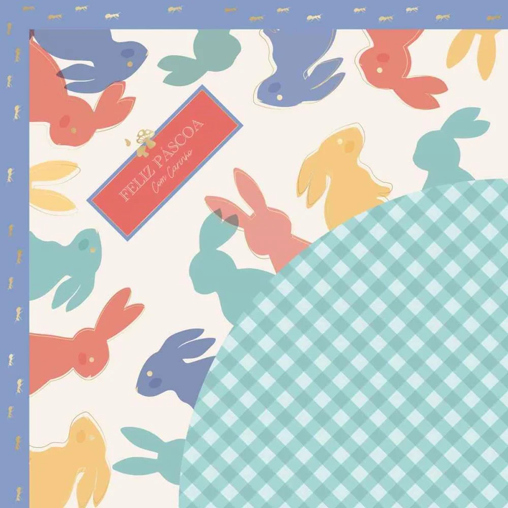 EMBALAGEM P/OVO DE PASCOA 32X32CM.EXPRESS PICNIC AZUL CROMUS (PCT.C/25) - imagem 2