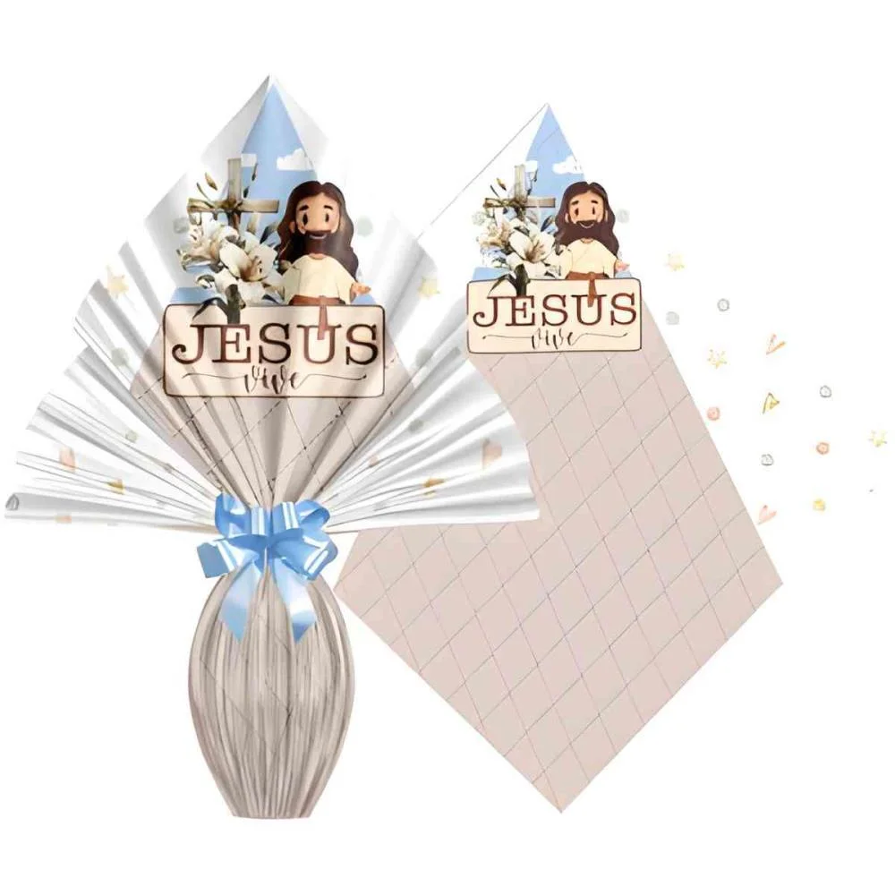 EMBALAGEM P/OVO DE PASCOA 34X34CM PASCOA CRISTA PRATIC XINGO EMBALAGENS (PCT.C/25) - imagem 2