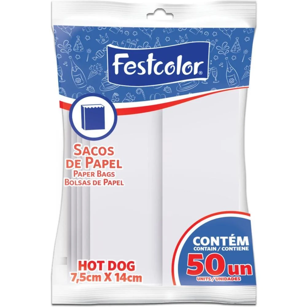 EMBALAGEM PARA ALIMENTOS SAQUINHO PAPEL HOT DOG FESTCOLOR (CX.C/500) - imagem 4
