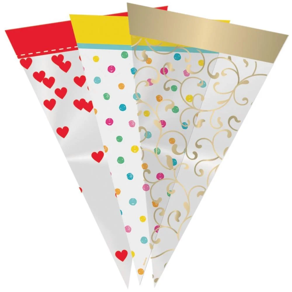 EMBALAGEM PARA TRUFA/CONE CONE BARRADO DECOR.18X30CM CROMUS (PCT.C/50) - imagem 2