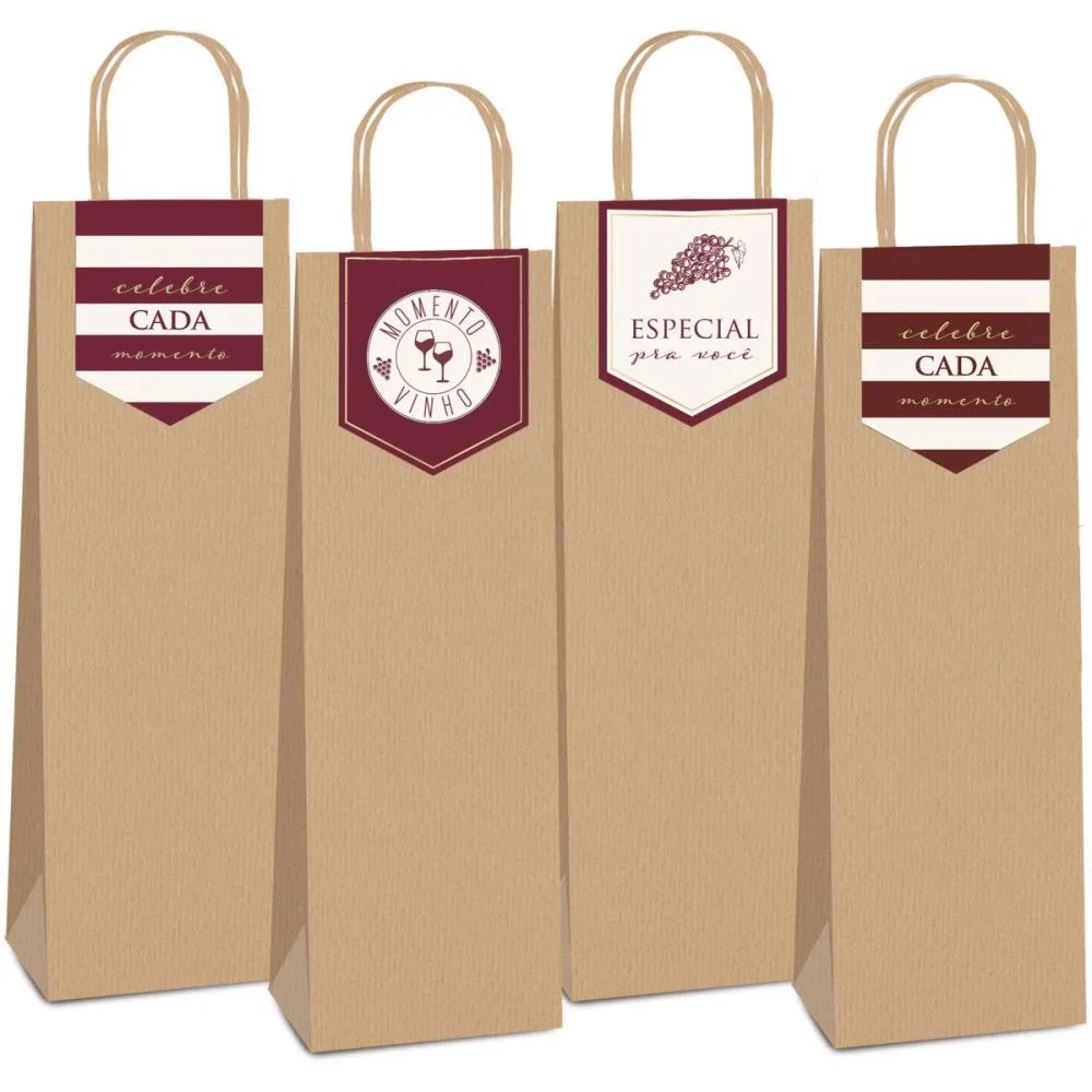 EMBALAGEM PARA GARRAFA SACOLA KRAFT COMEMOR.35X13X8 CROMUS (PCT.C/10) - imagem 2