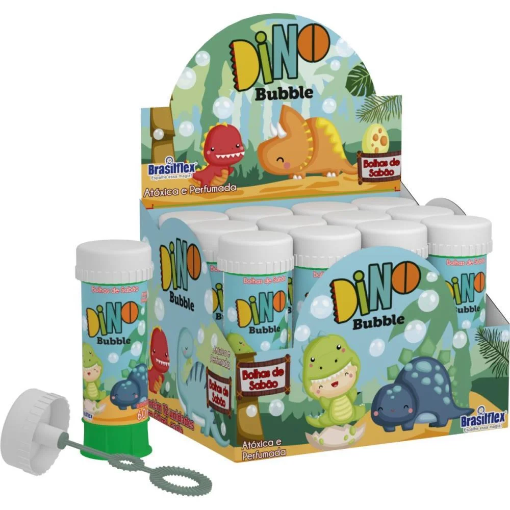 BOLHA DE SABAO DINO BUBBLE 60ML BRASILFLEX (CX.C/12) - imagem 3