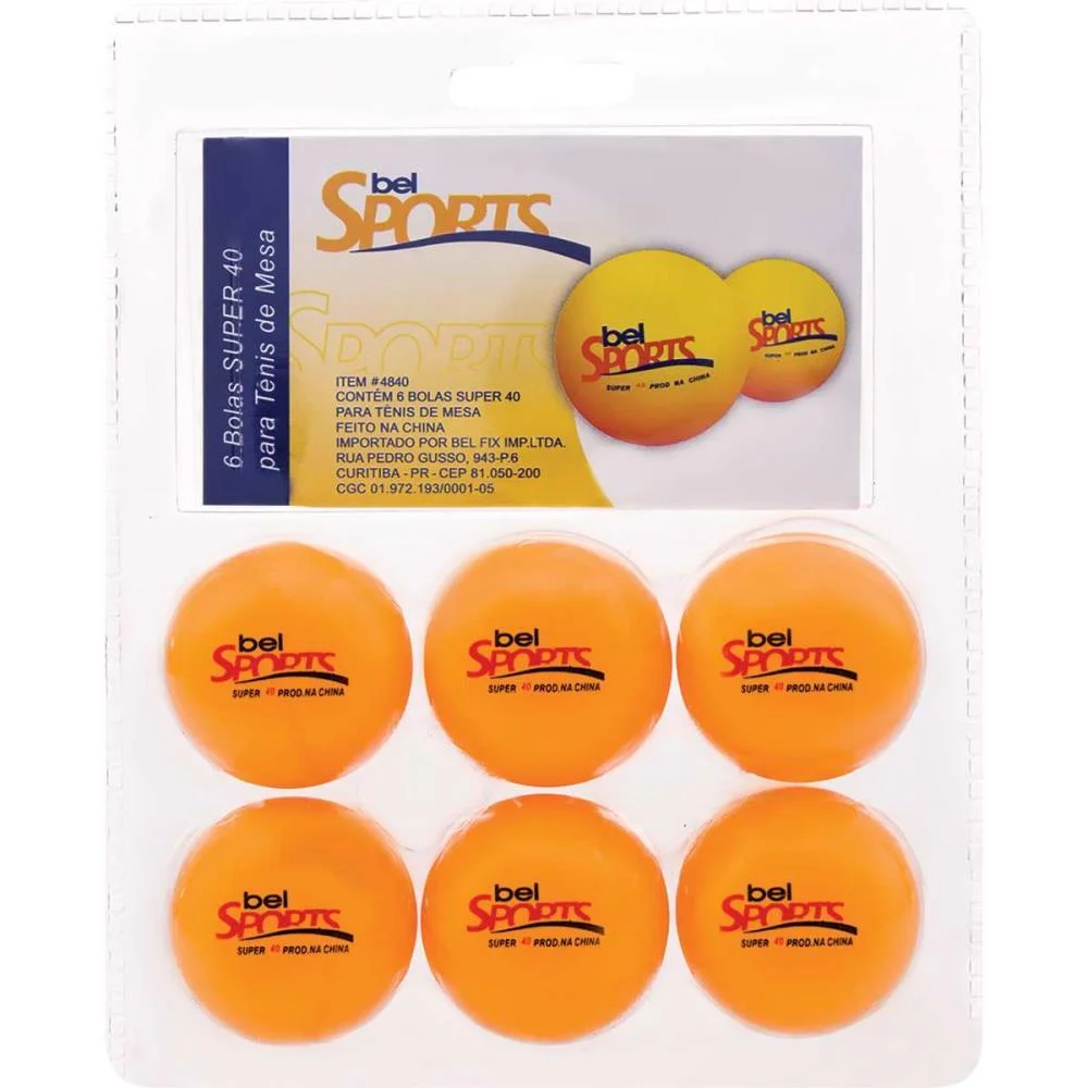 BOLA DE PING PONG LARANJA SUPER 40 MM BEL (KIT.C/06) - imagem 2