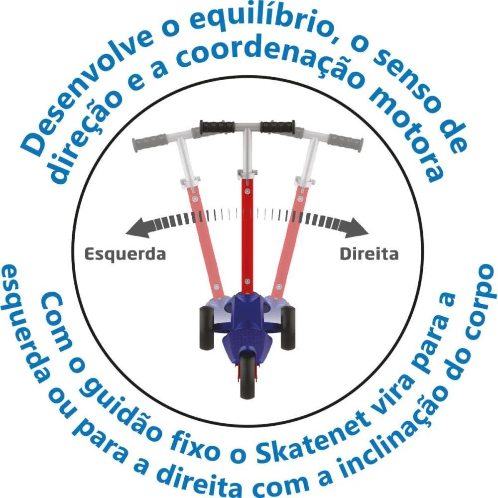 PATINETE SKATENET LED AJUSTAVEL AZ 80KG BANDEIRANTE (UNIDADE) - imagem 4