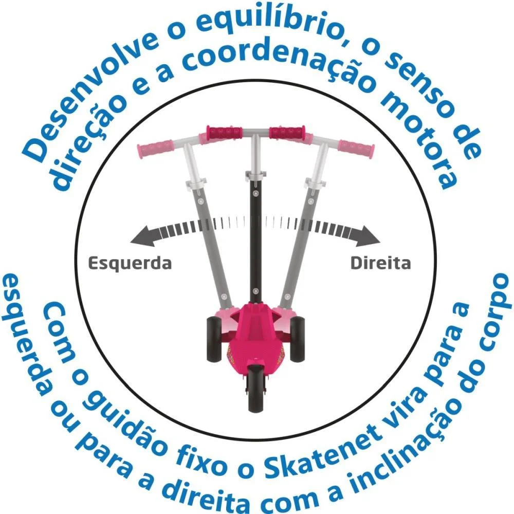PATINETE SKATENET MAX LED PINK BANDEIRANTE (UNIDADE) - imagem 11