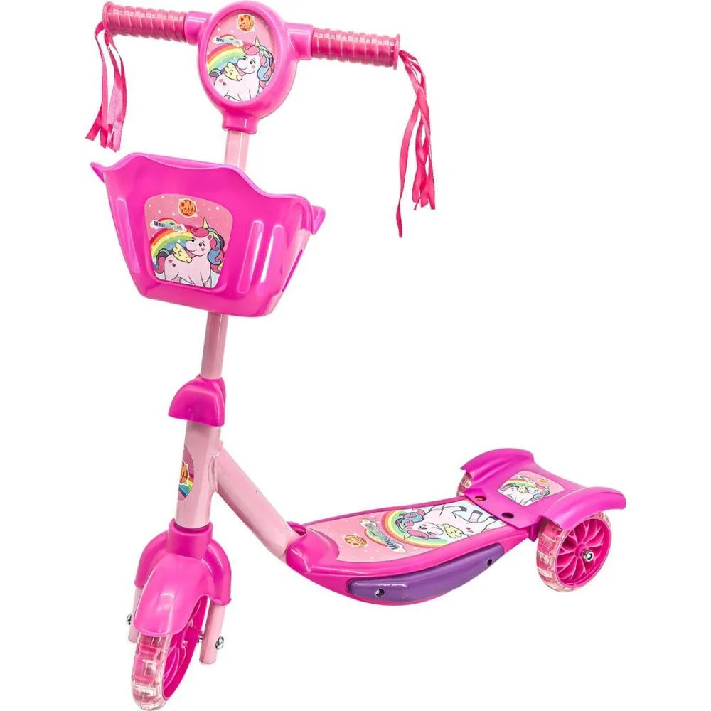 PATINETE UNICORNIO C/LUZ,SOM E CESTA DM TOYS (UNIDADE) - imagem 4