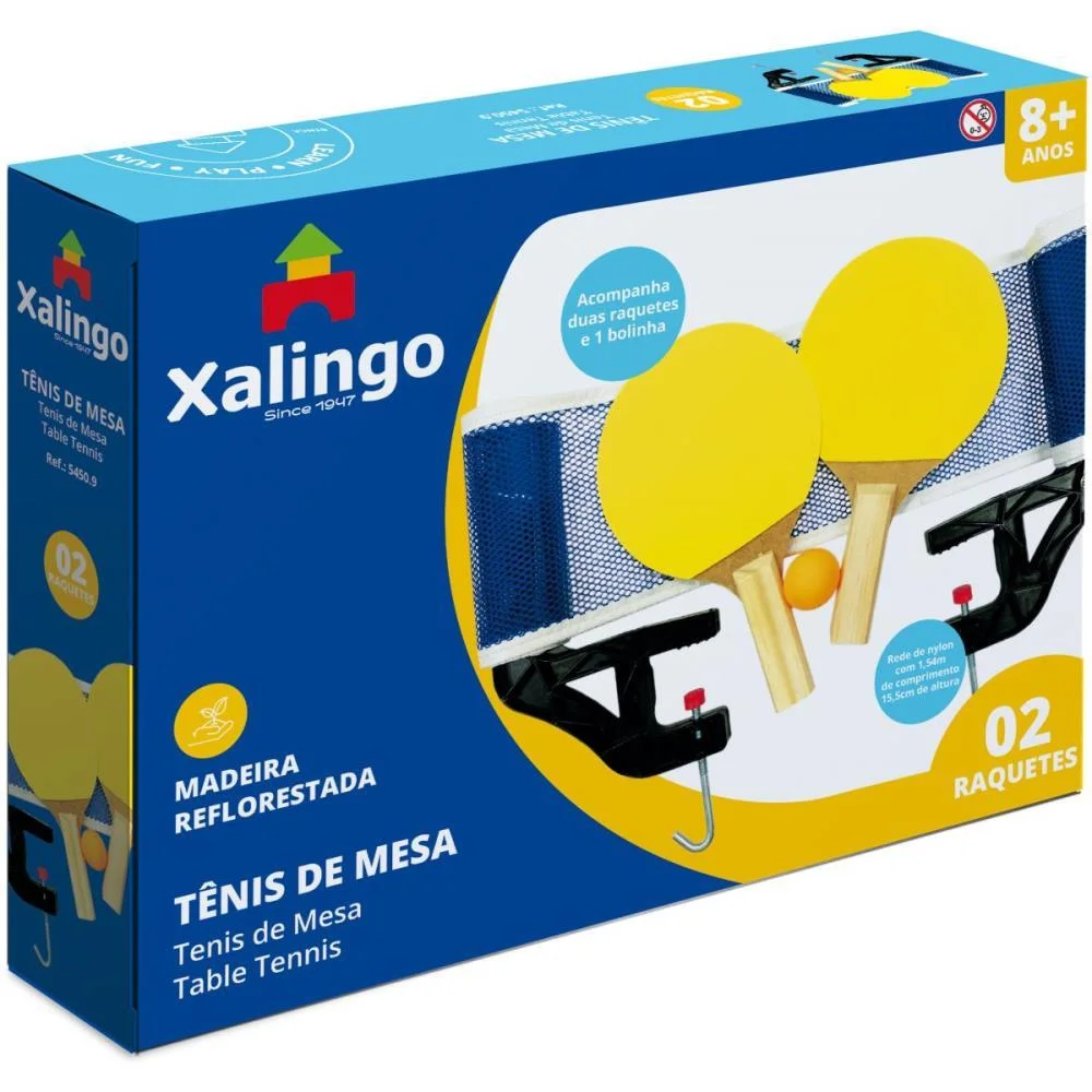 RAQUETE PARA PING PONG TENIS DE MESA C/2RAQ.BOLA/REDE XALINGO (UNIDADE) - imagem 4