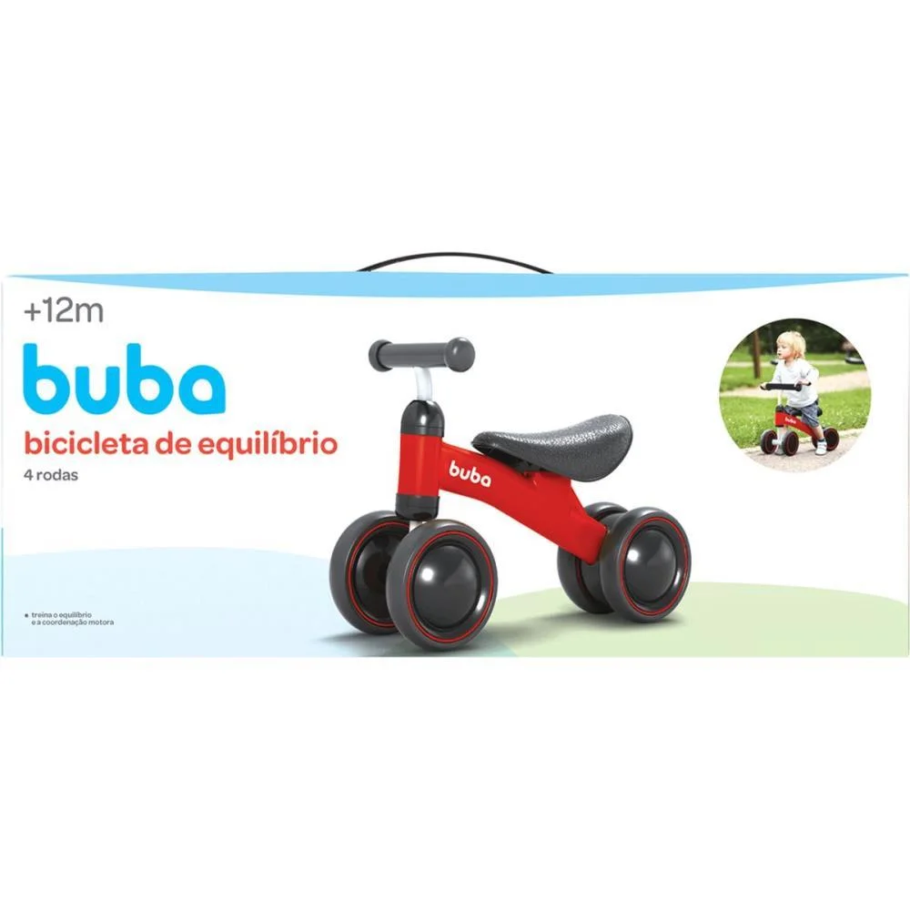 BICICLETA INFANTIL EQUILIBRIO C/4 RODAS VERMELHA BUBA (UNIDADE) - imagem 10