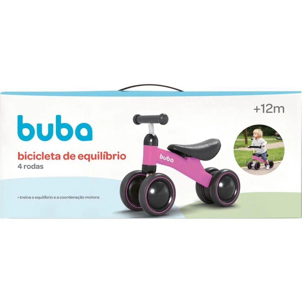 BICICLETA INFANTIL EQUILIBRIO C/4 RODAS ROSA BUBA (UNIDADE) - imagem 4