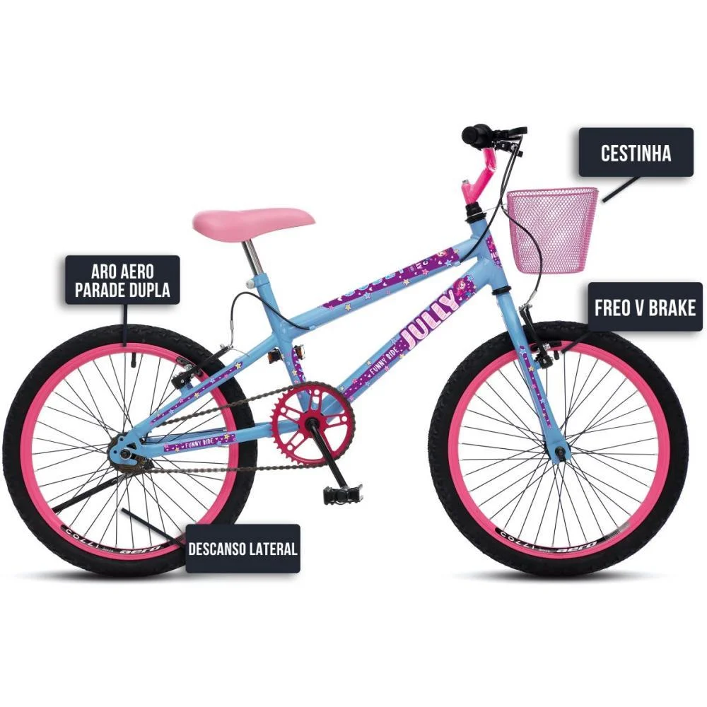BICICLETA ARO 20 JULLY AZUL C/CESTINHA COLLI BIKE (UNIDADE) - imagem 4