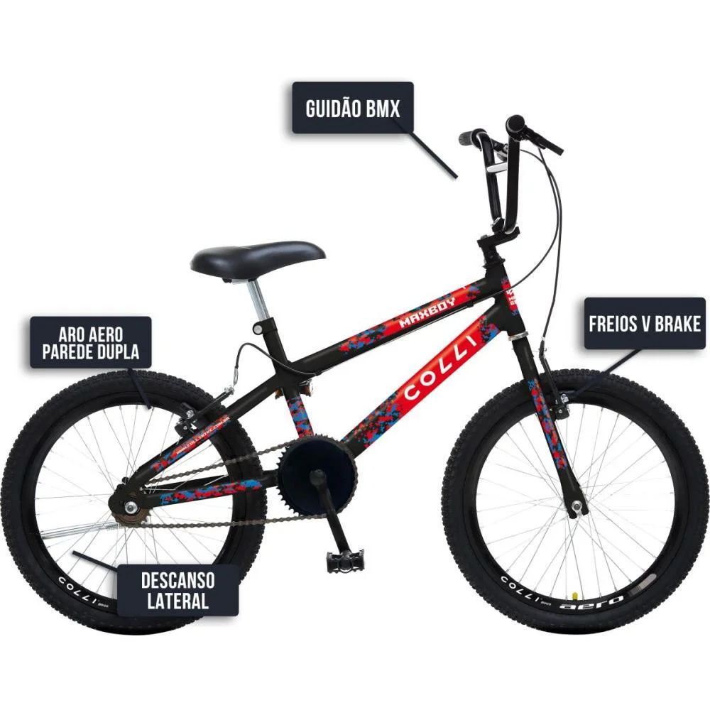 BICICLETA ARO 20 MAX BOY PRETO FOSCO COLLI BIKE (UNIDADE) - imagem 4