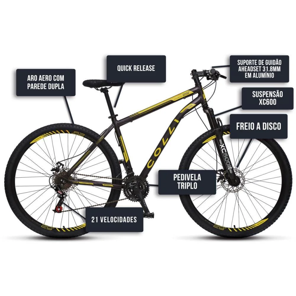 BICICLETA ARO 29 ATHENA PRETO FOSCO/AM COLLI BIKE (UNIDADE) - imagem 4
