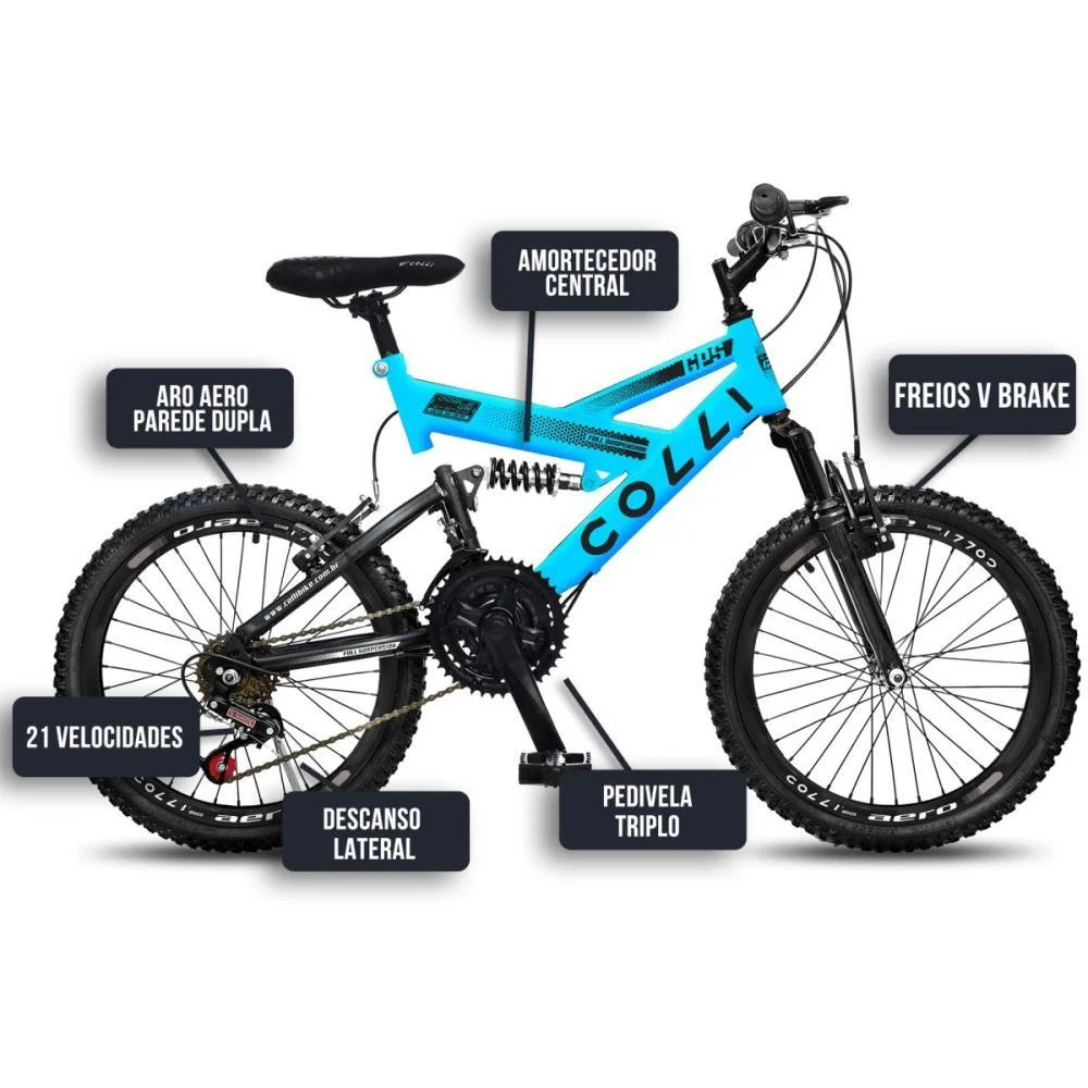 BICICLETA ARO 20 GPS AZUL COLLI BIKE (UNIDADE) - imagem 3