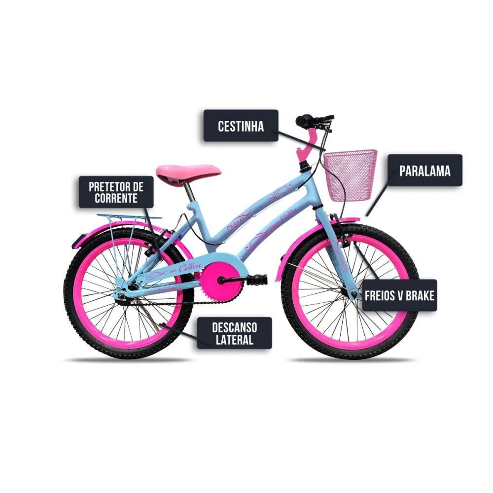 BICICLETA ARO 20 CELINA C/CESTA AZUL/RS COLLI BIKE (UNIDADE) - imagem 3