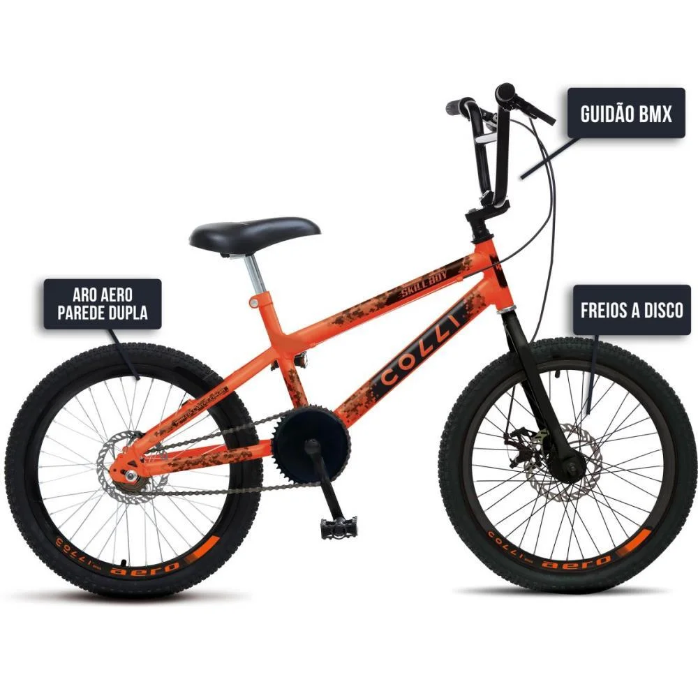 BICICLETA ARO 20 SKIL BOY LARANJA NEON COLLI BIKE (UNIDADE) - imagem 3