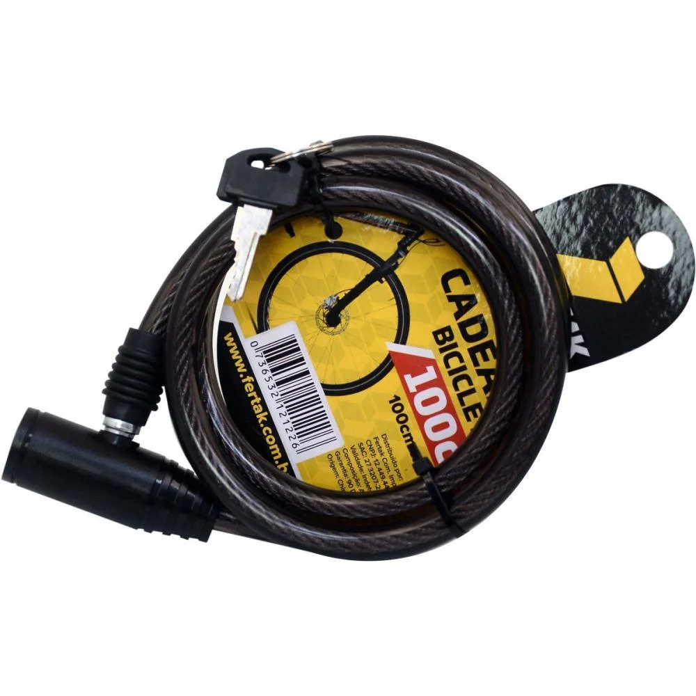 ACESSORIO PARA BICICLETA CADEADO PRETO 100CMX10MM FERTAK (UNIDADE) - imagem 3