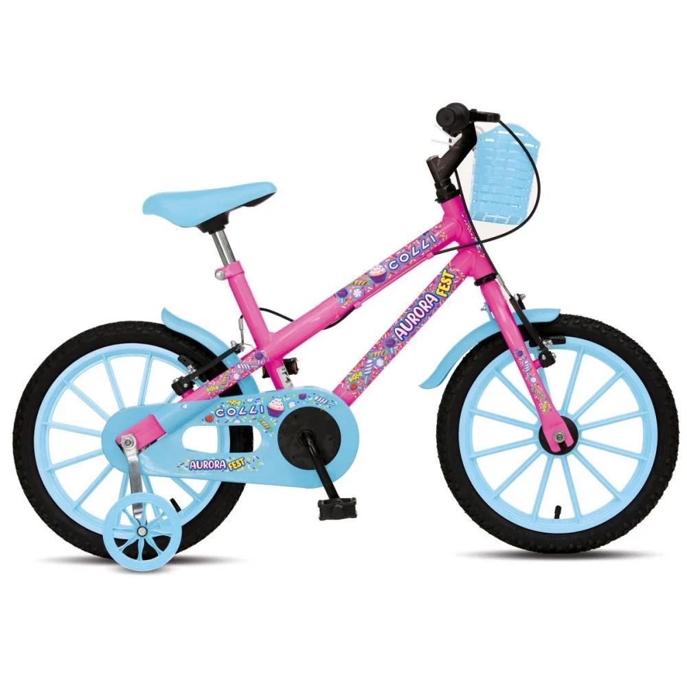 BICICLETA INFANTIL ARO 16 AURORA FEST ROSA NEON COLLI BIKE (UNIDADE) - imagem 3