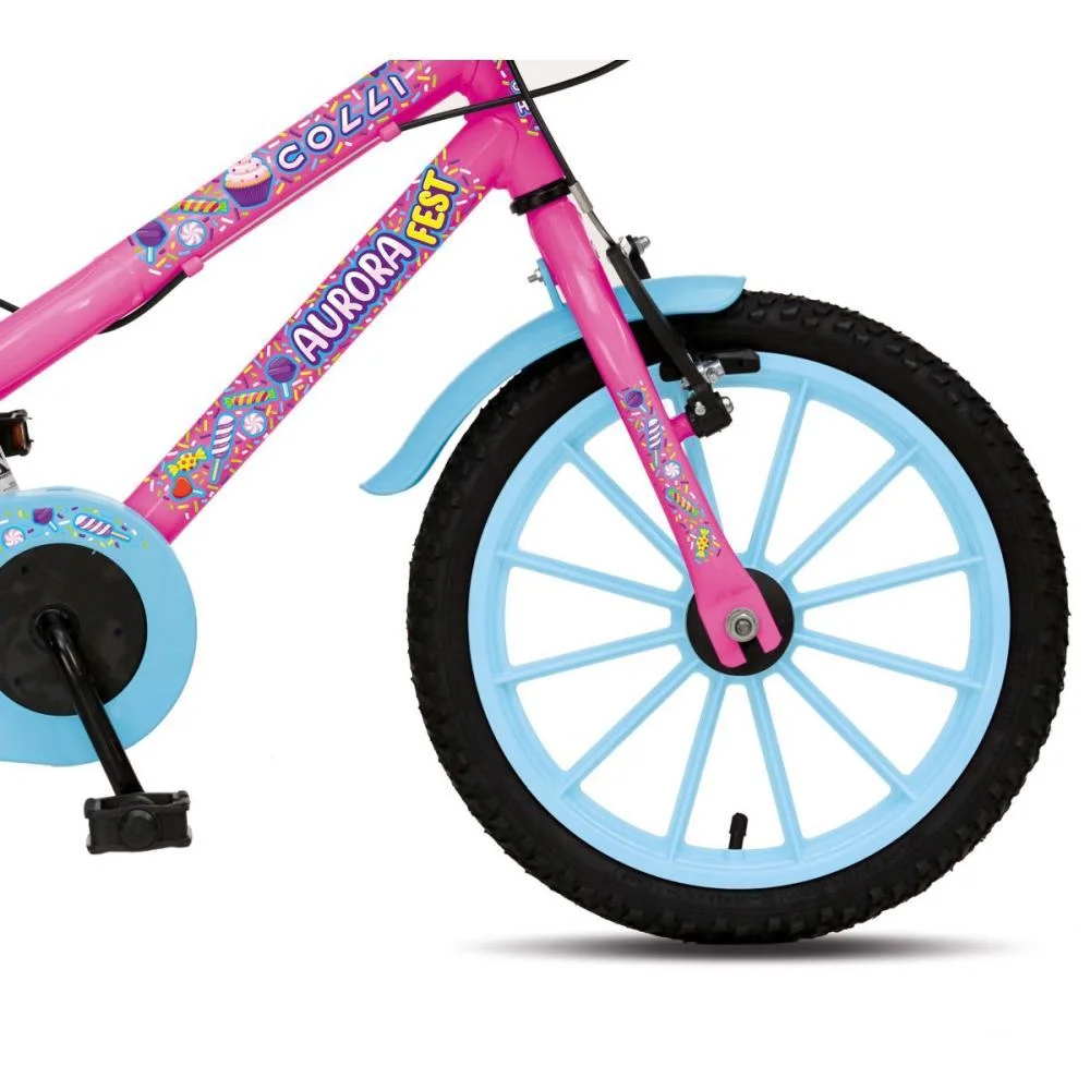 BICICLETA INFANTIL ARO 16 AURORA FEST ROSA NEON COLLI BIKE (UNIDADE) - imagem 6