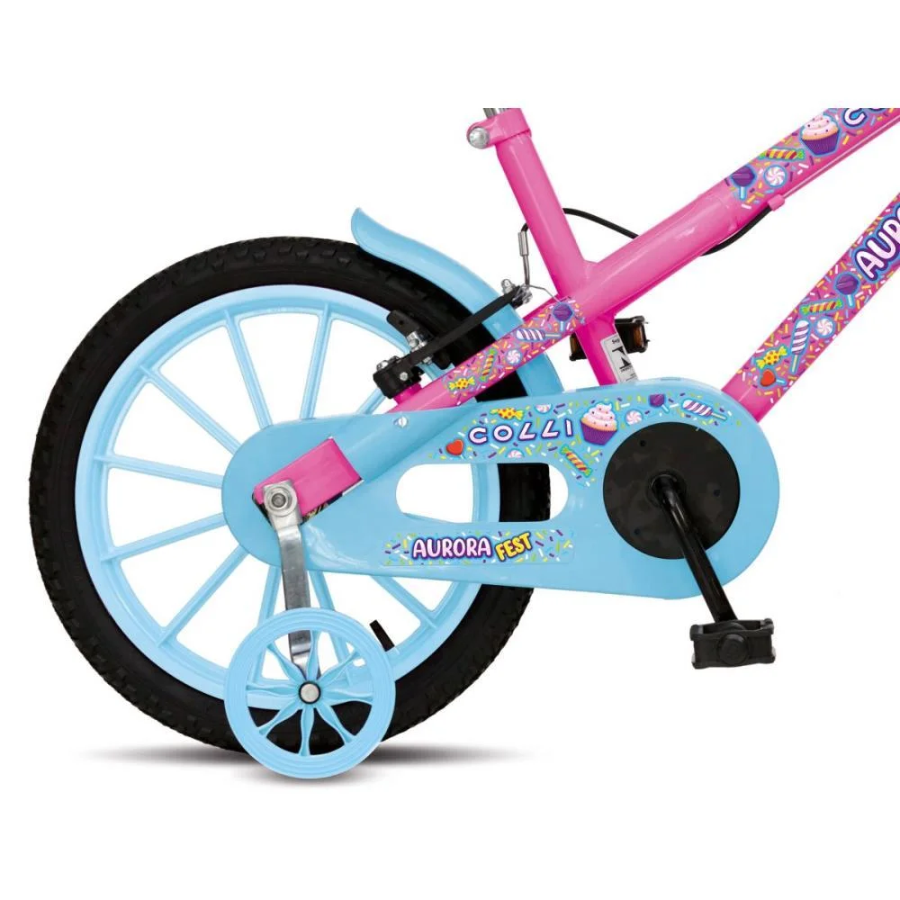 BICICLETA INFANTIL ARO 16 AURORA FEST ROSA NEON COLLI BIKE (UNIDADE) - imagem 7
