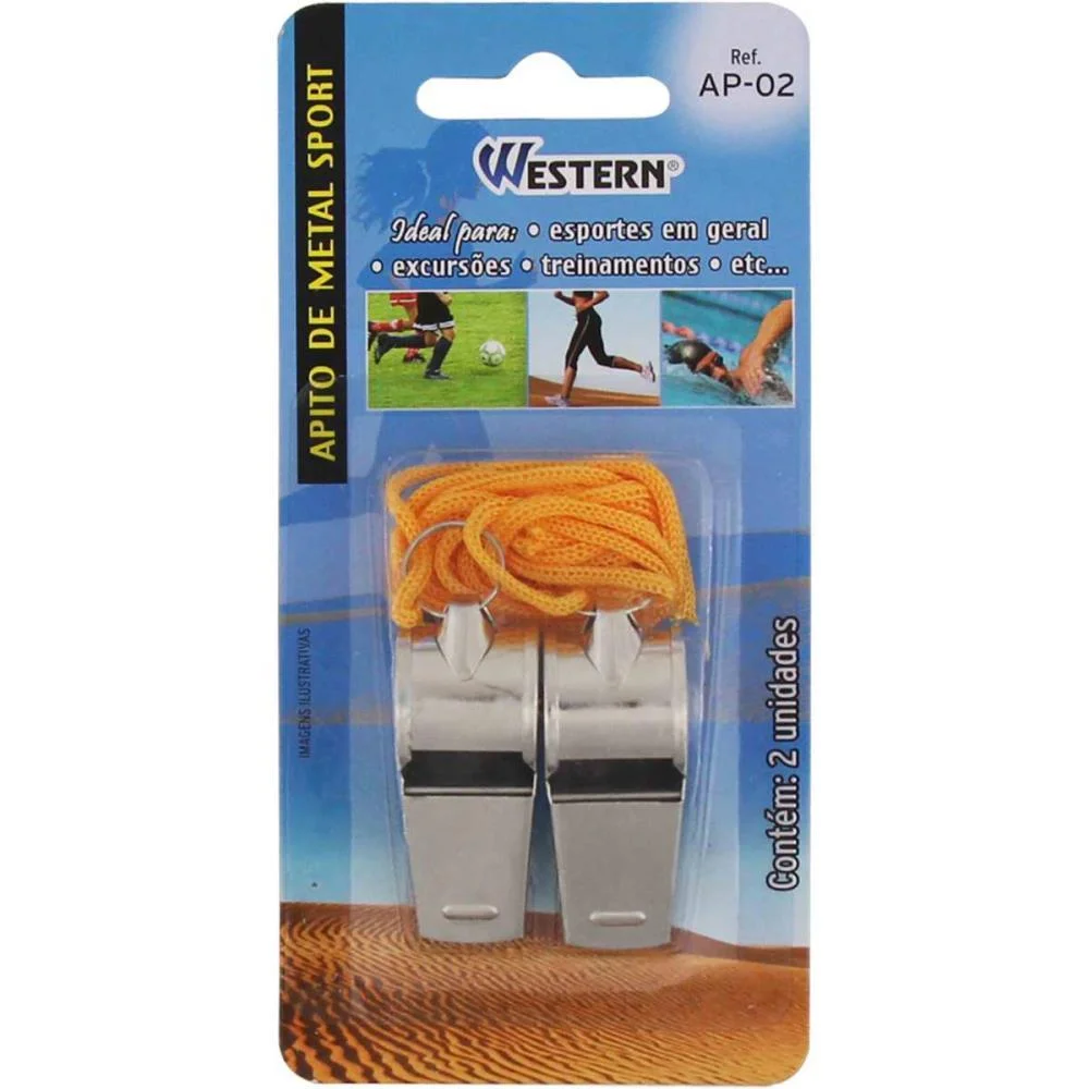 APITO GRANDE SPORT DE METAL C/CORDAO WESTERN (BL.C/02) - imagem 5