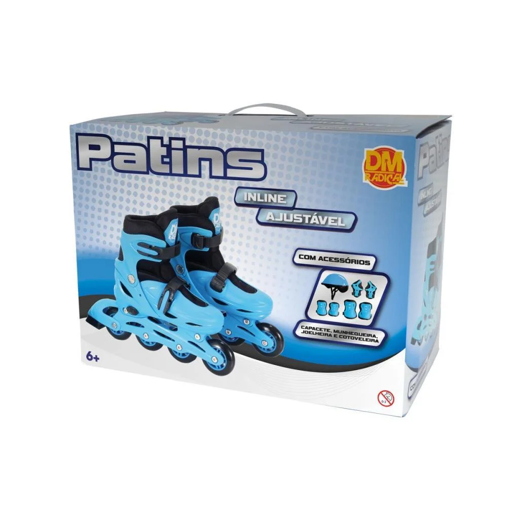 PATINS KIT INLINE AJUST. AZUL N.34-37 DM TOYS (UNIDADE) - imagem 6