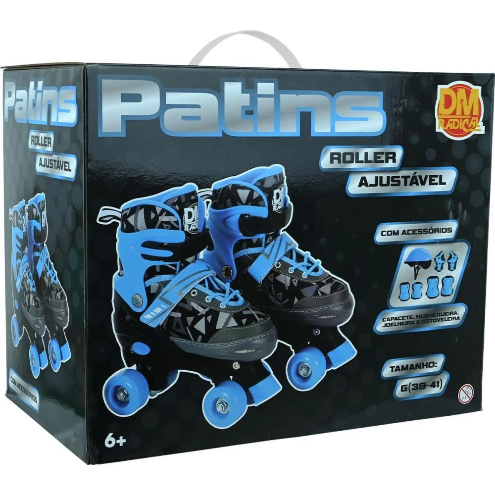 PATINS KIT ROLLER AJUST. AZUL N.38-41 DM TOYS (UNIDADE) - imagem 4