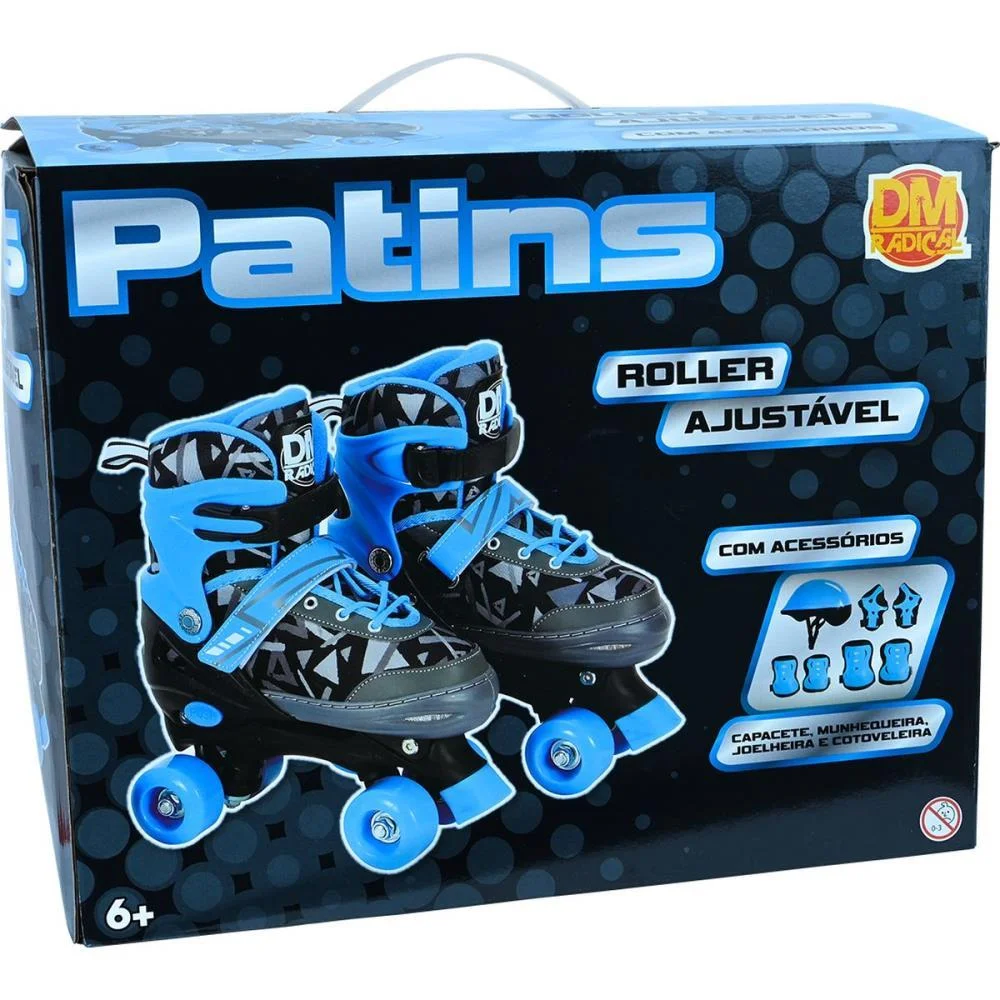 PATINS KIT ROLLER AJUST. AZUL N.30-33 DM TOYS (UNIDADE) - imagem 4