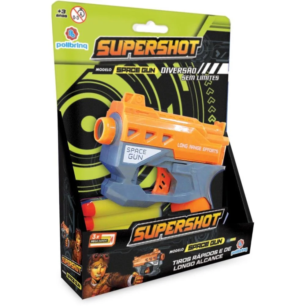 LANCADOR SUPERSHOT SPACE GUN C/3 DARDOS POLIBRINQ (UNIDADE) - imagem 4