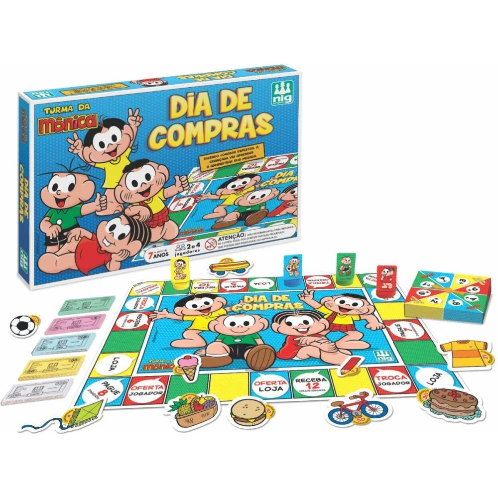 JOGO DE TABULEIRO T. DA MONICA DIA DE COMPRAS NIG BRINQUEDOS (UNIDADE) - imagem 2