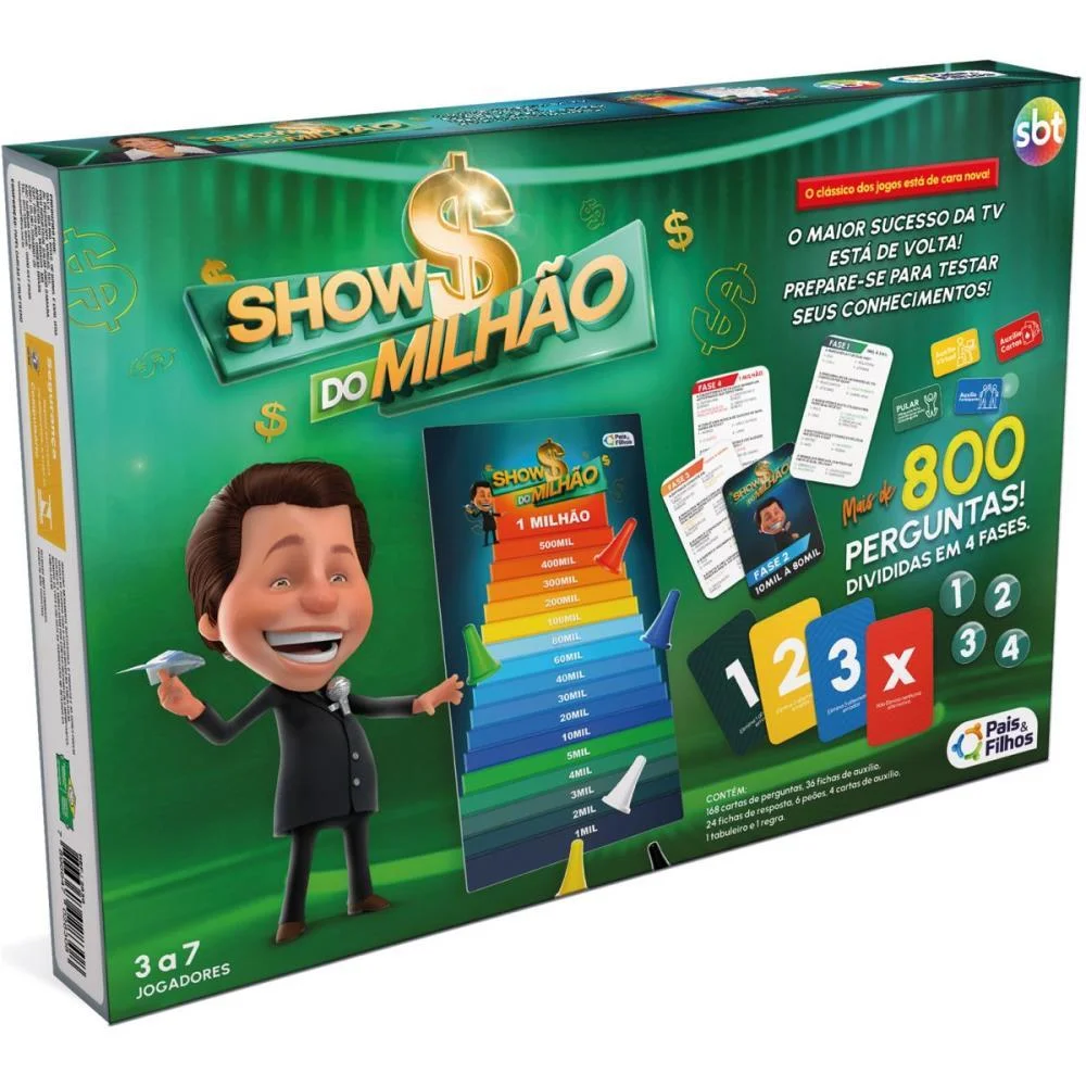 JOGO DE TABULEIRO SHOW DO MILHAO PAIS E FILHOS (UNIDADE) - imagem 3