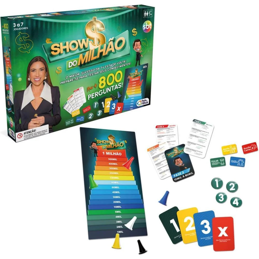 JOGO DE TABULEIRO SHOW DO MILHAO PAIS E FILHOS (UNIDADE) - imagem 5