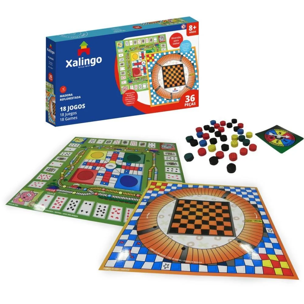 JOGO DE TABULEIRO 18 JOGOS XALINGO (UNIDADE) - imagem 2