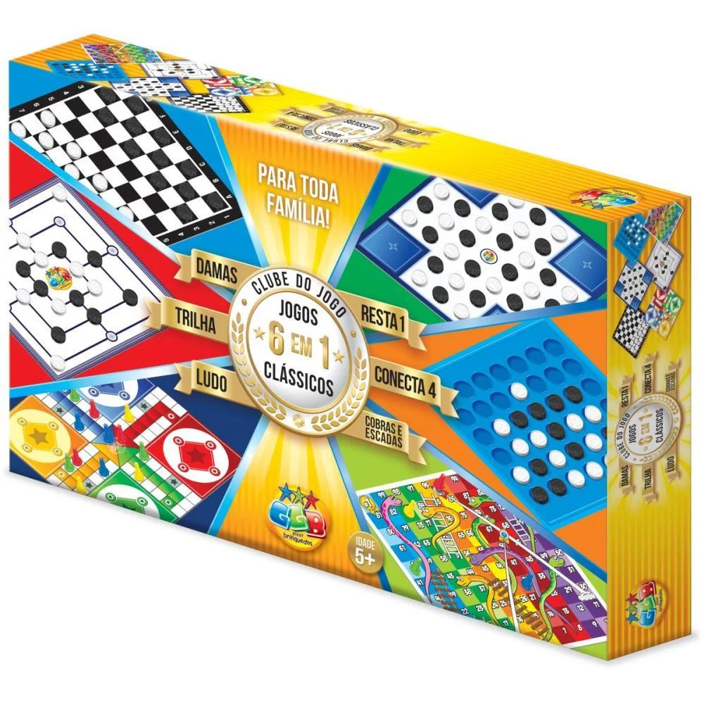 JOGO DE TABULEIRO 6 EM 1 CLUBE DO JOGO (DAMA/TRI GGB PLAST (UNIDADE) - imagem 9